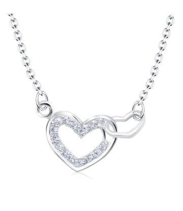 Lovely Intertwined Hearts Silver Necklace SPE-2103
